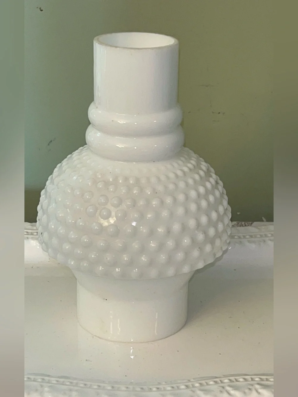 Vintage White Hobnail Milk Glass Hurricane/Chimney Lamp Shade
